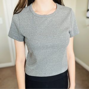 Grey Ribbed Crop Top